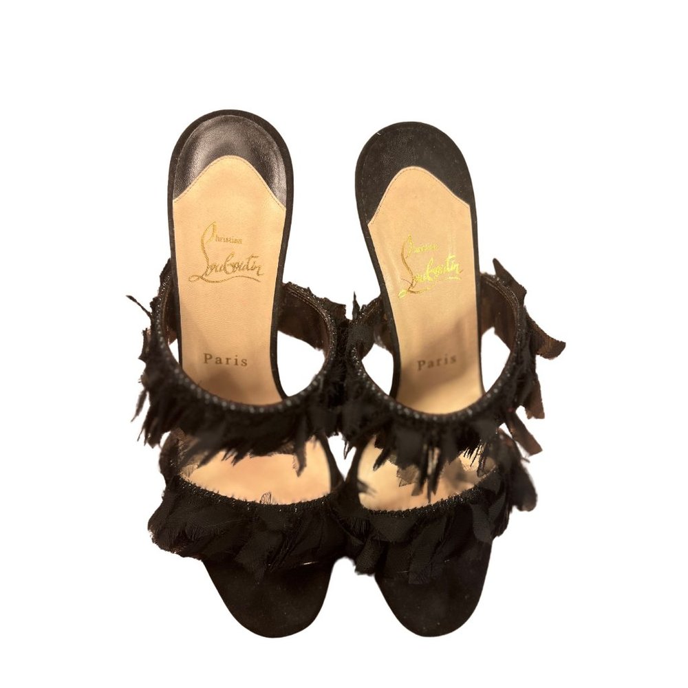 Christian Louboutin Just Frangi 120 Black Suede Sandals - Size 39